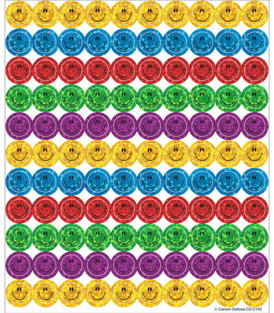 Smiley Face Multi Color Stickers 3/8" 440/pk