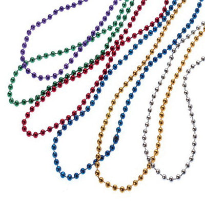 Bulk Assorted Metallic 6mm Bead Necklaces 144/pk