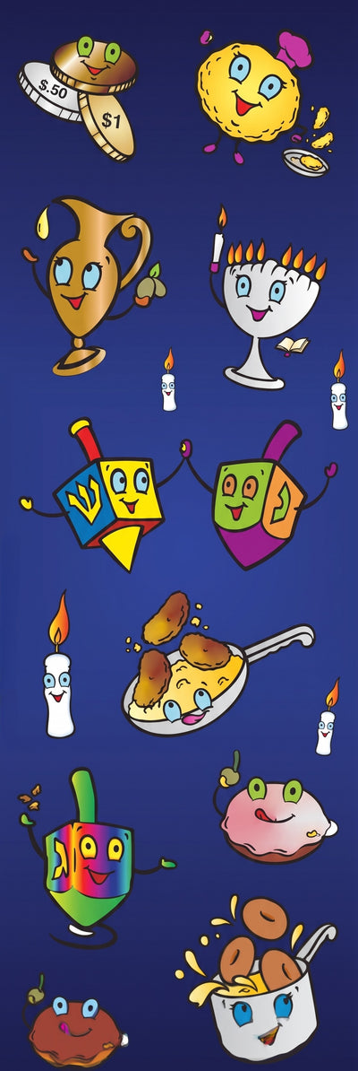Chanukah Dancing Die cut Stickers 6 Sheets/pk
