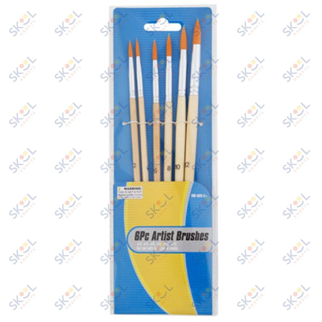 Artist Paint Brush 6pcs Set #2,4,6,8,10,12