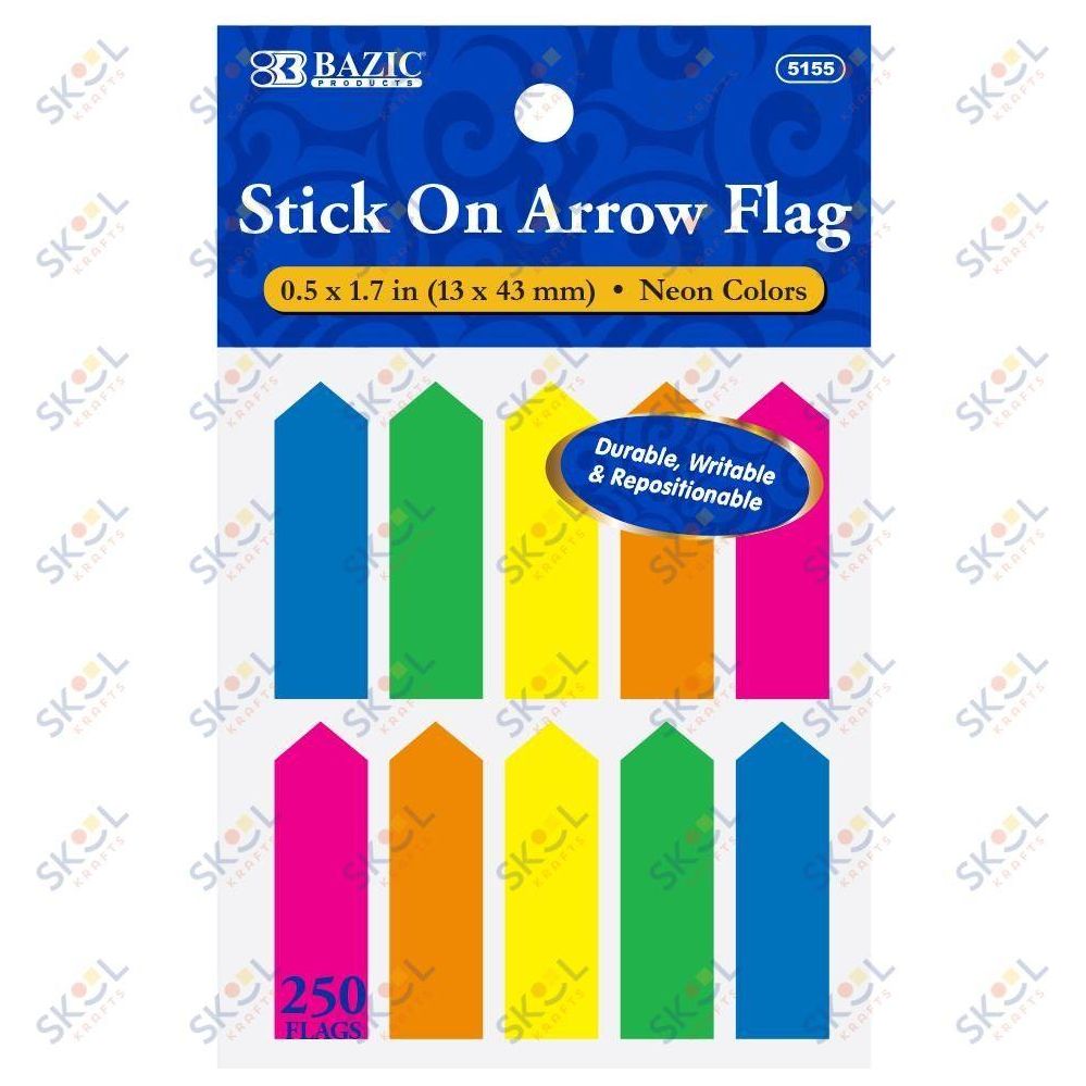 Neon Color Arrow Flags 0.5x1.7 | Flags - Desk 25 Ct – Skool Krafts