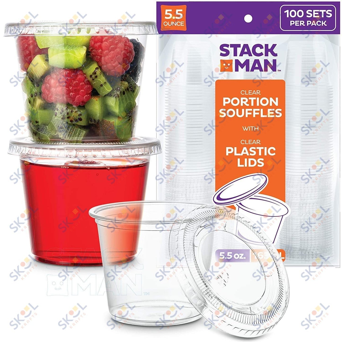 Clear Plastic Cups With Lids 5.5oz (24 Pack)