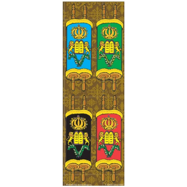 Stickers Colored Torah 4 on a Sheet (25 Sheets)