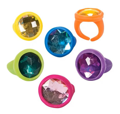 Rubber Jewel Rings 12/pk