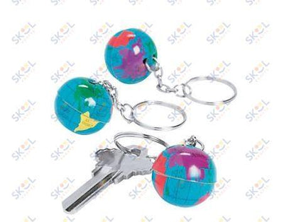 Metal Globe Keychains (12 pcs)