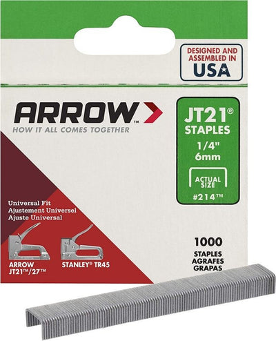 Arrow staples 1/4" 1000/pk JT21 #214