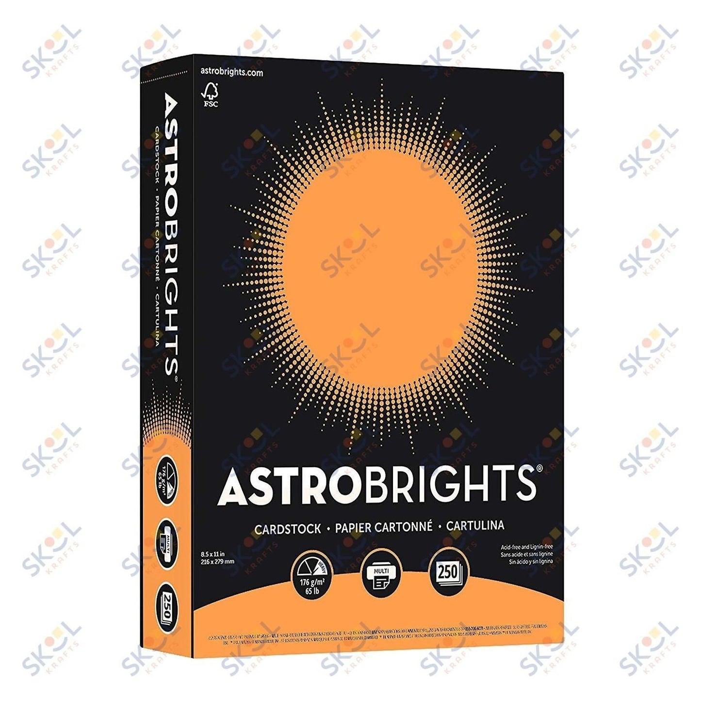 Astrobrights Color Cardstock, Smooth, 65lb, 8 1/2 x  11, Cosmic Orange, 250 Sheets