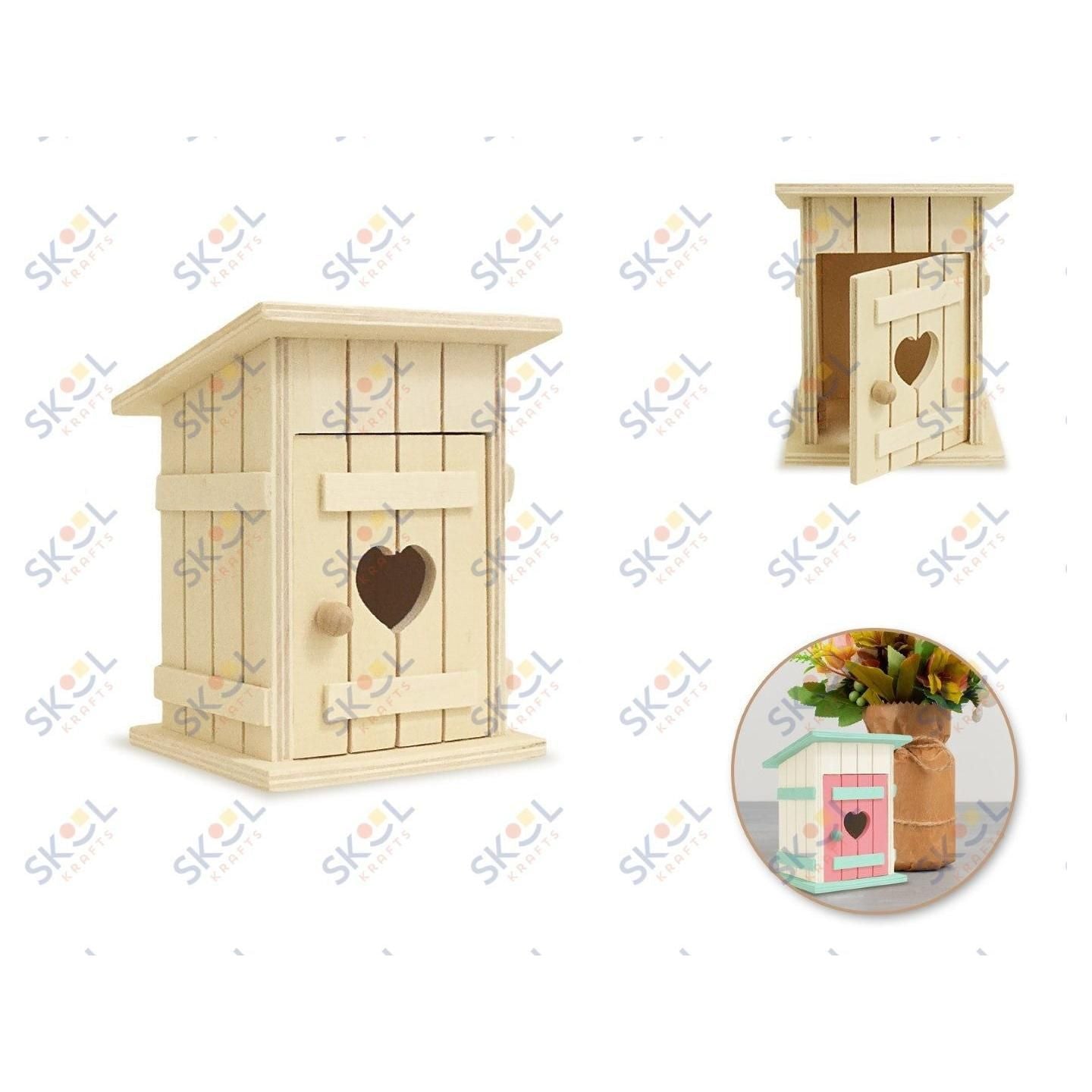Wood DIY Outhouse Old Fashioned 3.15" x 2 1/2" x 4.13"