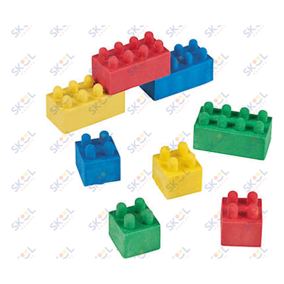 Rubber Color Brick Erasers 24/pk