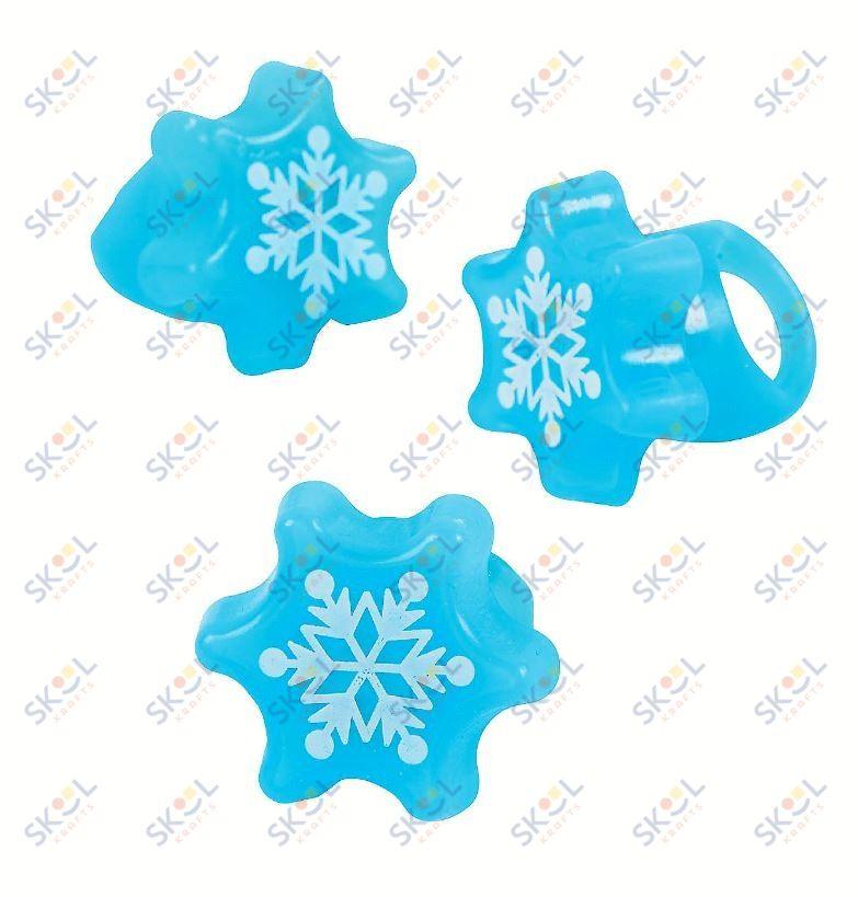 Flashing Snowflake Light Up Rings 12/pk