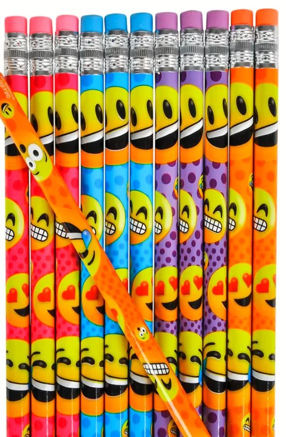Emoticon Smiley Pencils 7.5" 12/pk