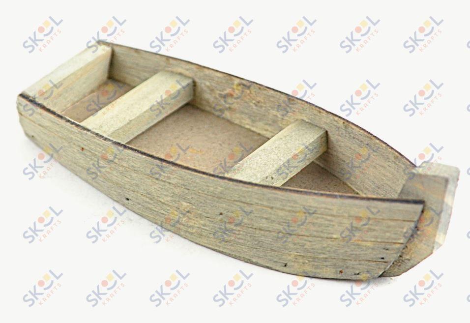 Miniature Wooden Fishing Boat 4"