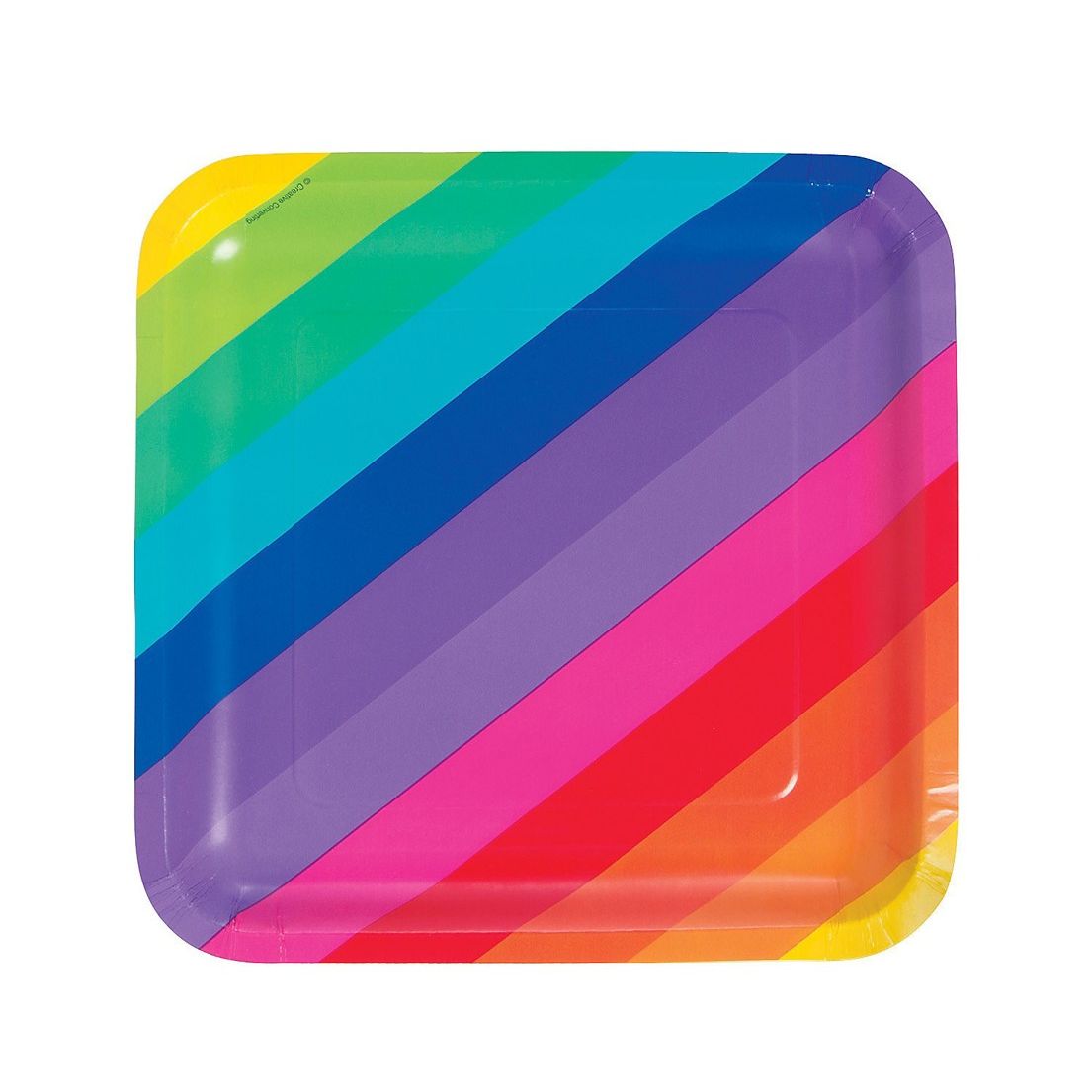 Rainbow Square Paper Dinner Plates - 8 Ct.