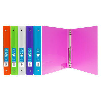 1" Matte Bright Color Poly 3-Ring Binder w/ Pocket