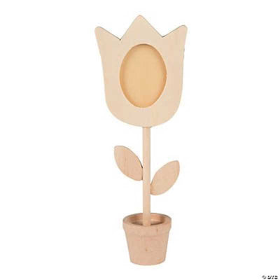 6 1/2" - 7" DIY Paintable Wood Flower Photo Holders - 12 Pc.