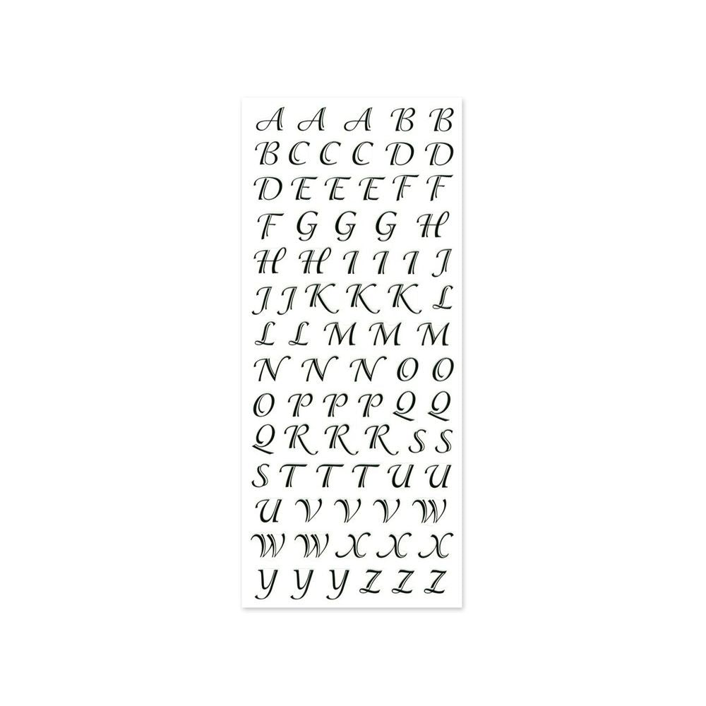 Paper Alphabet stickers Black script (1 Sheet)