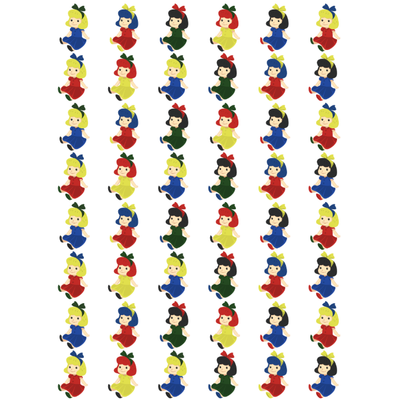 Dolls Stickers 3/4" Round 19mm Color Print 10/pk
