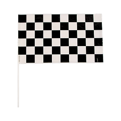 Plastic Black And White Checkered Flags 16" x 11"  12/pk