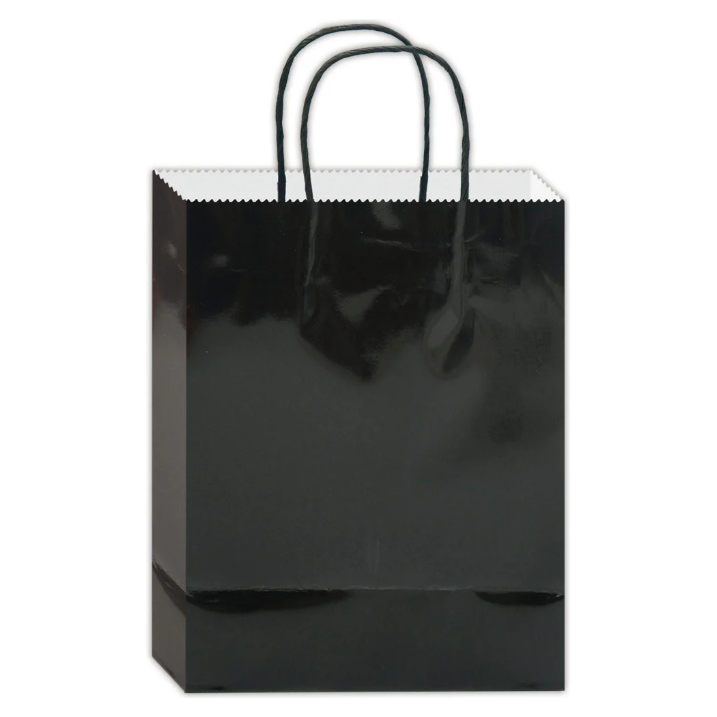 Glossy Gift Bag Black 13x10.5x5.5"