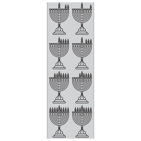 Menorah Die Cut Stickers Silver 6/Sheets