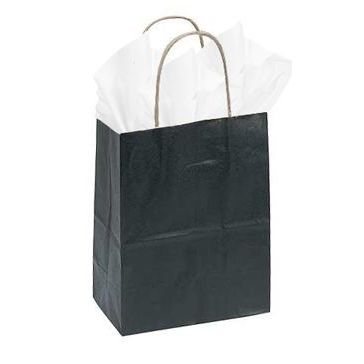 Paper Bags Black Medium 7.5" x 3.5" x 9" 12/pk