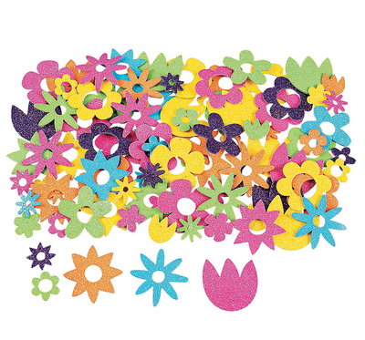Fabulous Self-Adhesive Flower Glitter Foam Shape 500/pk