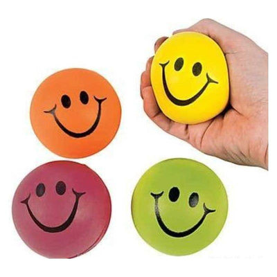 Neon Smile Face Stress Balls 2 1/2" 12/pk