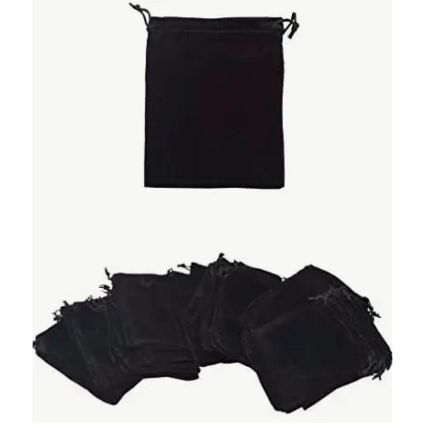 Velvet Drawstring Bags 4" x 6" Black Velour 50/pk