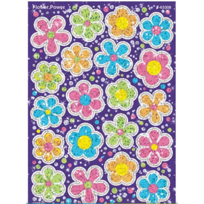 Flower Power Sparkle Stickers 4 1/8" x 5 3/4" (2 Sheets)