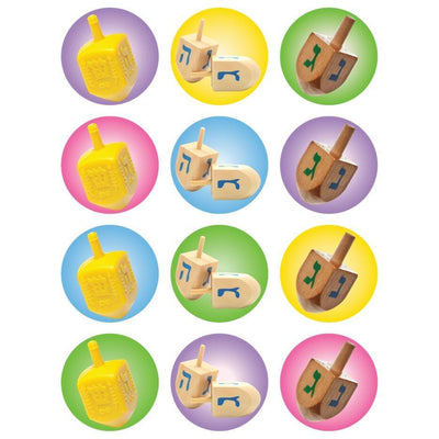 Dreidel Stickers 1.20" Round 32mm Color Print 10/pk