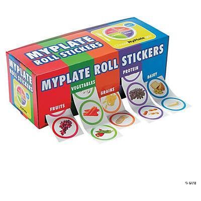 Paper MyPlate Stickers 5 Rolls 1.5" 100/roll