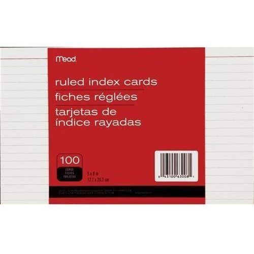 Index Cards 100/Pack (Ruled, White, 4" x 6")