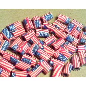 Fimo Beads American Flag Tube Beads 4.5×5.5×1.25 inch 20pc