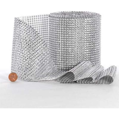 Silver Faux Jewel Diamond Wrap 4 1/2" 10yds
