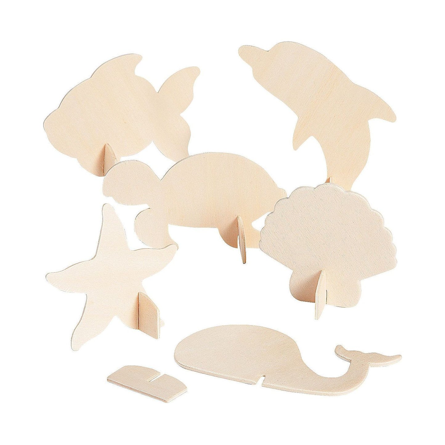 DIY Unfinished Wood Sea Life Stand-Ups, Assorted, 2 1/4" - 4 1/4" x 3" - 4 1/2", 12/pk