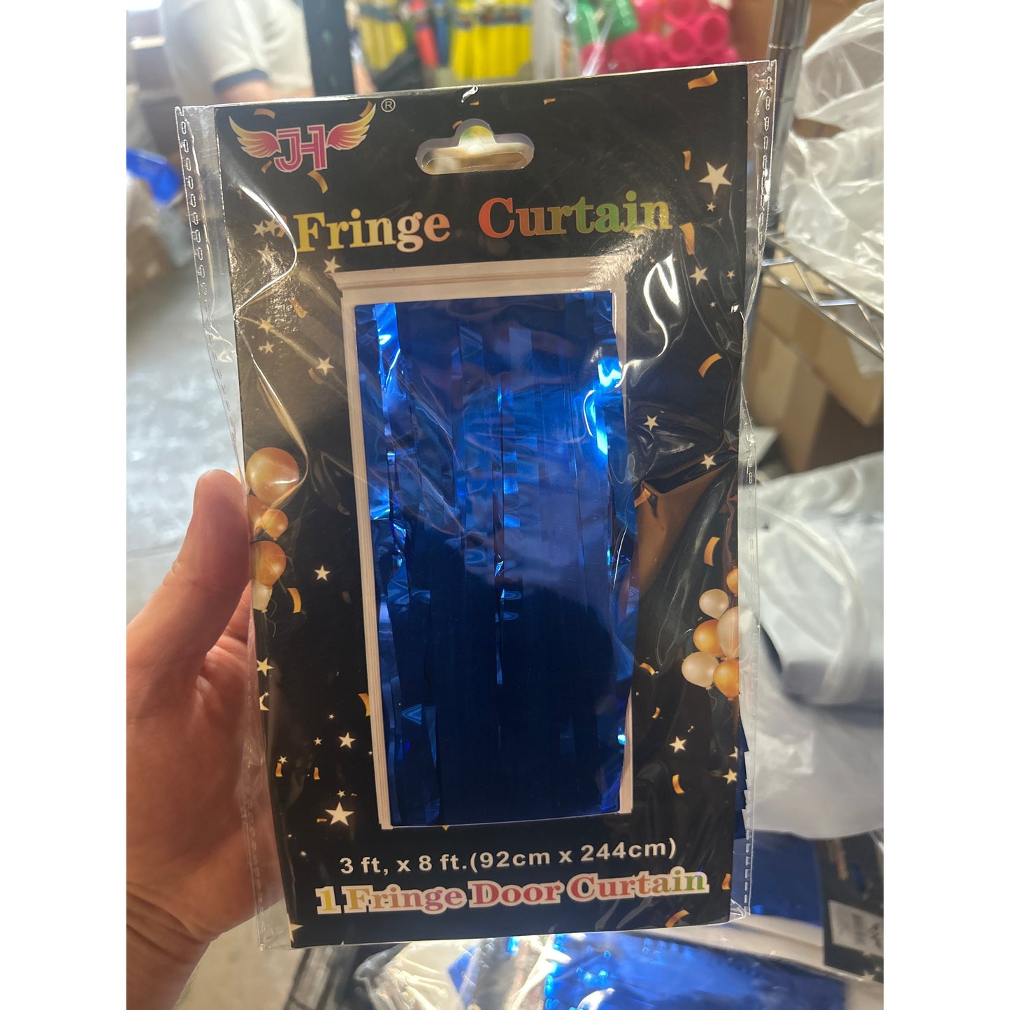 Fringe door curtain 3ft x 8ft (Royal Blue)