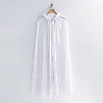 Adult Hooded Cloak Crushed Velour Medieval Hooded Cape (White) 56" Long