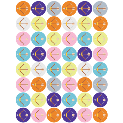 Bow And Arrow Stickers 3/4" Round 19mm Color Print 10/pk