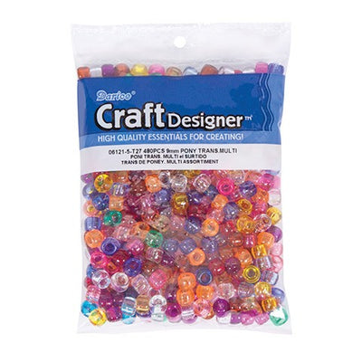 Pony Beads 6 x 9mm (Transparent Colors, 70 PK)