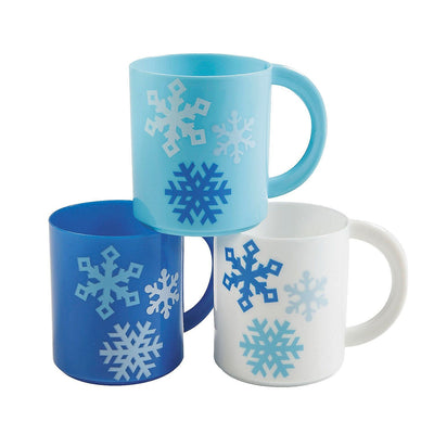 Winter BPA-Free Plastic Mugs Assorted  6oz  3"  12/pk