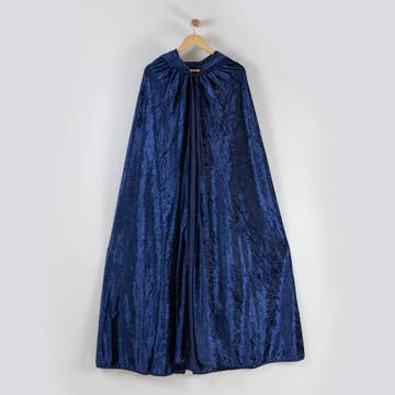 Adult Hooded Cloak Crushed Velour Medieval Hooded Cape (Navy Blue) 56" Long