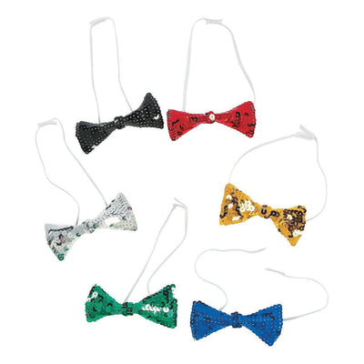 Sparkling Sequin Bow Ties, Assorted 4", 12/pk