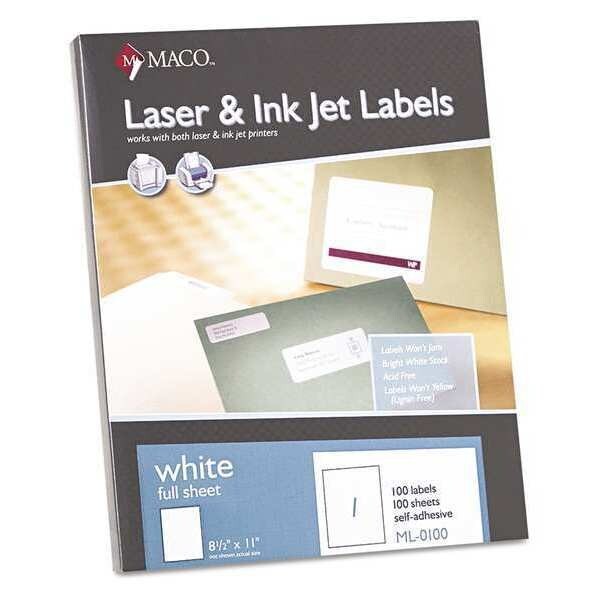White Laser Labels 100/pk (6/pg)