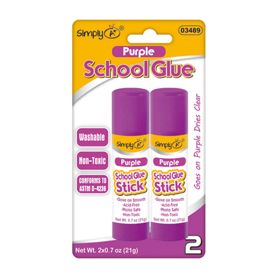 Purple Glue Stick .7 oz Washable 2/pk