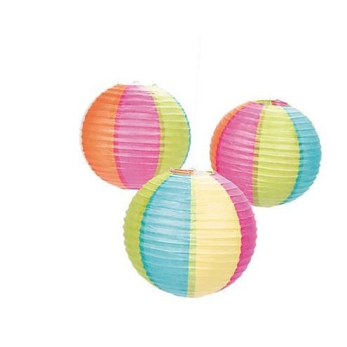 Paper Beach Ball Lanterns 6/pk 12"