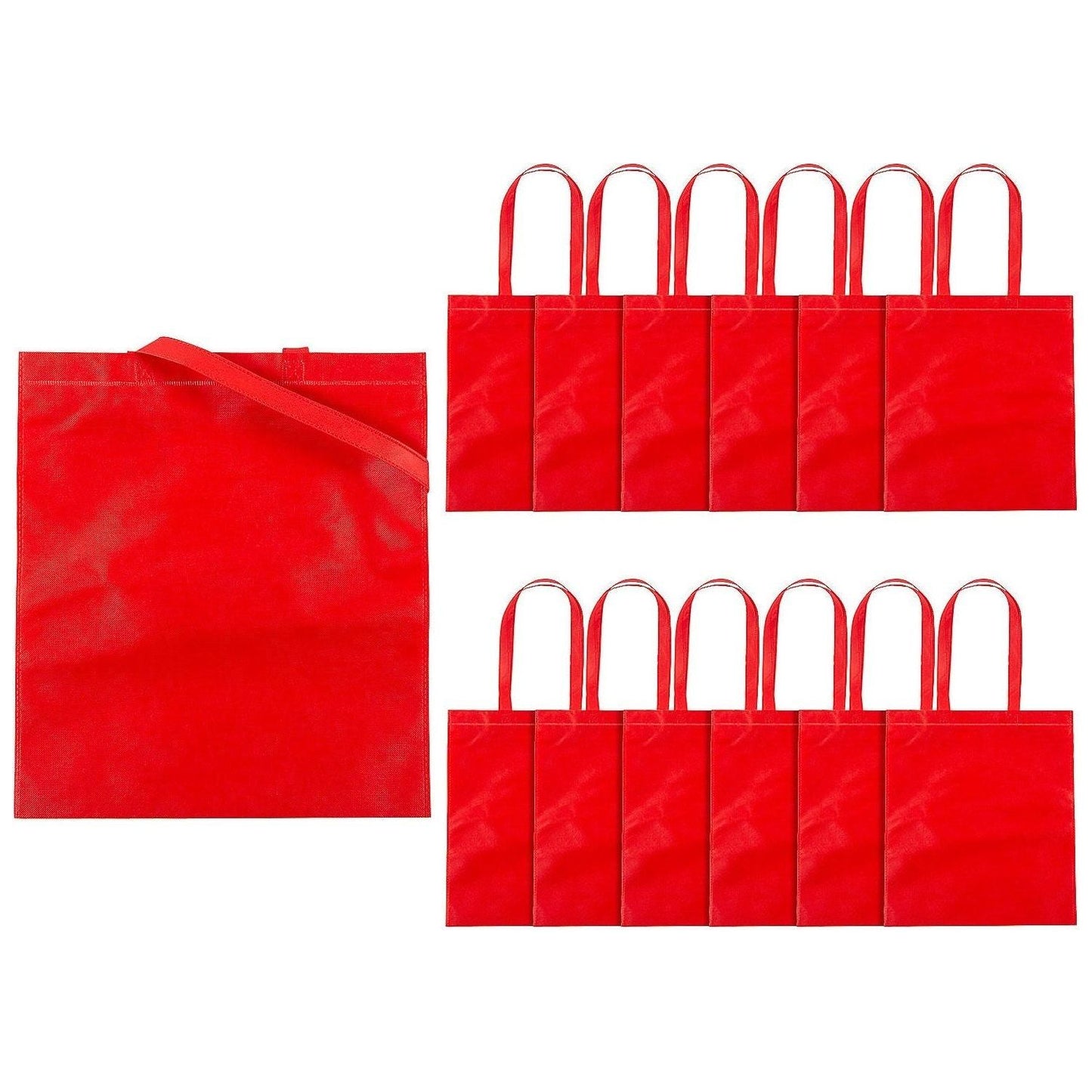 15" x 17" Large Nonwoven Tote Bags, Red - 12 Pc.