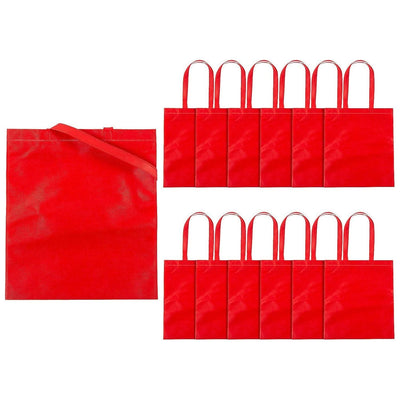 15" x 17" Large Nonwoven Tote Bags, Red - 12 Pc.