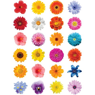 Colorful Flower Stickers 1" Round 25mm Color Print 10/pk
