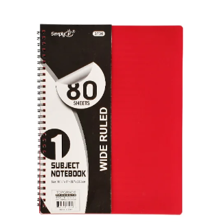 One Subject Spiral Poly Cover Wide Ruled 80 Sheets