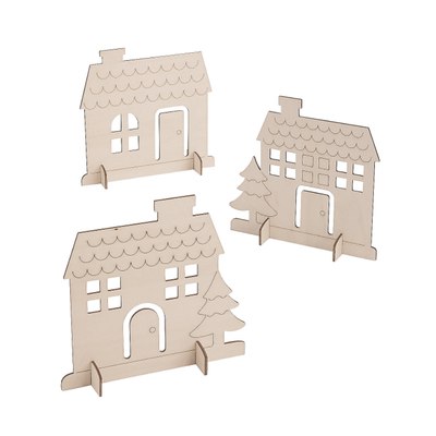 DIY Wood village craft kit 6"x6" 12/pk (assorted) (discontinued)